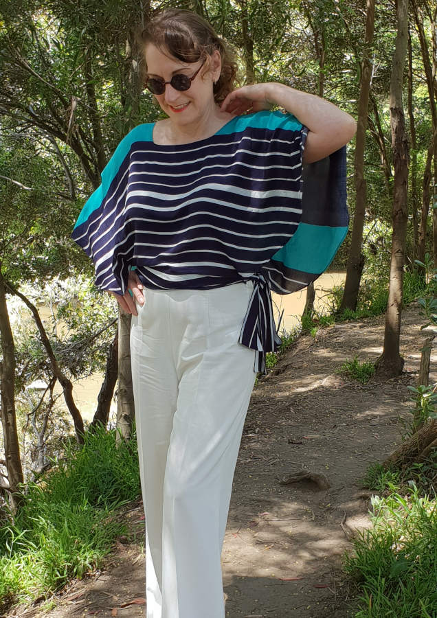 30s drape top and wide leg pants