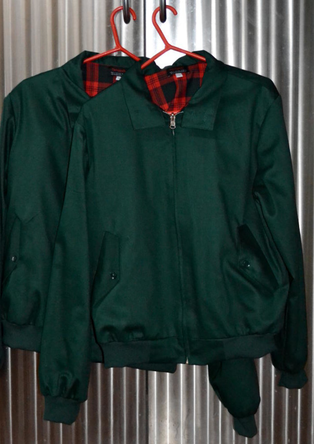Green Harrington style bomber jacket